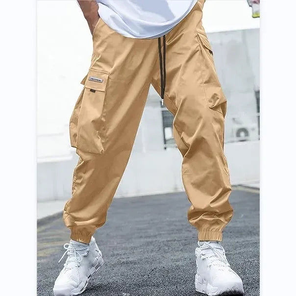 Men's Baggy Solid Color Drawstring Casual Cargo Pants