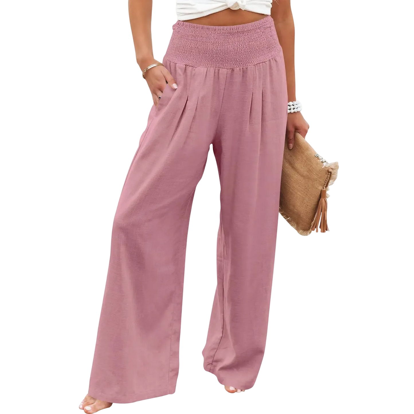 Women's linen wide-leg pants