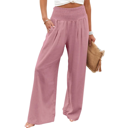 Women's linen wide-leg pants