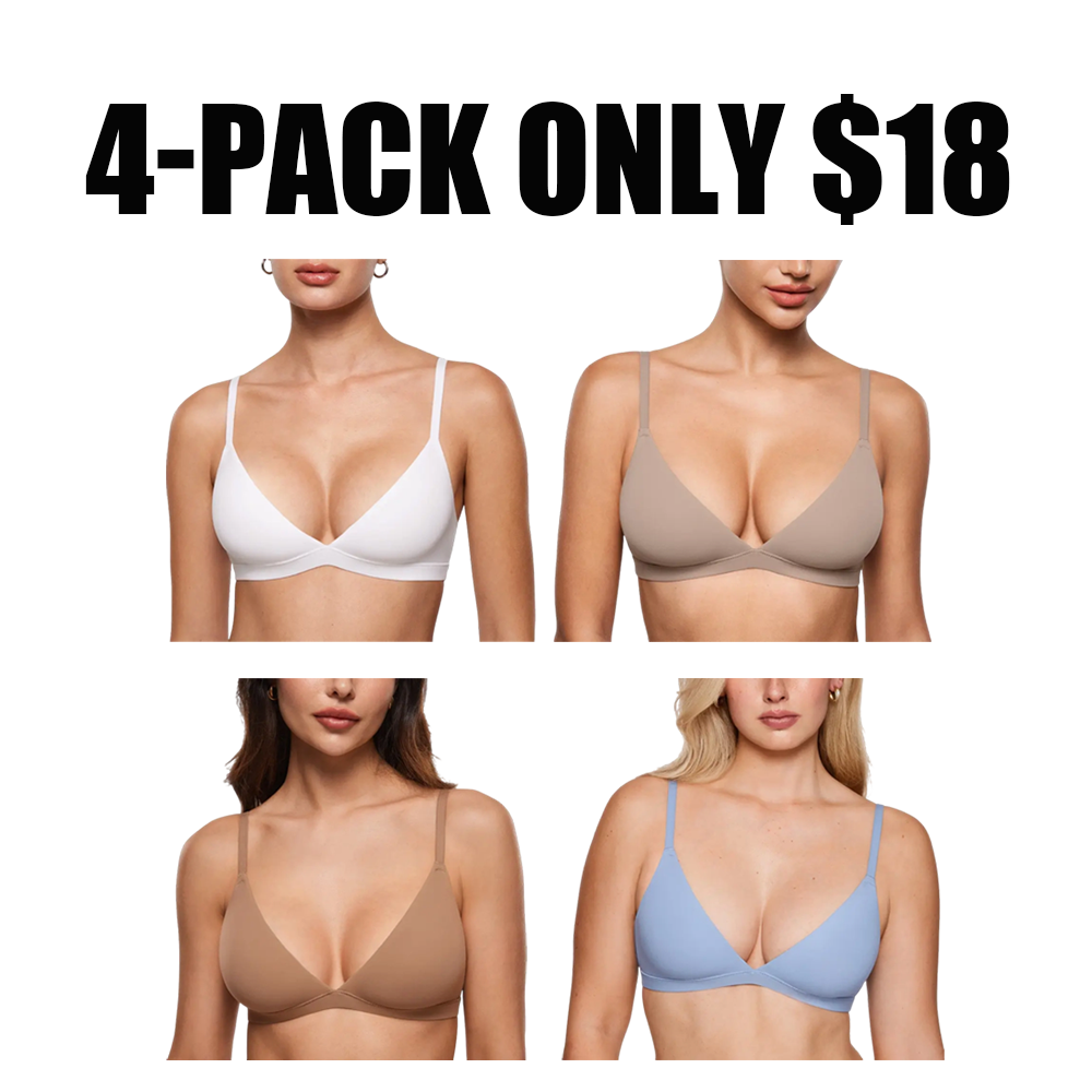 Women's Deep V, Unlined, Seamless, Wire-Free Triangle Bra