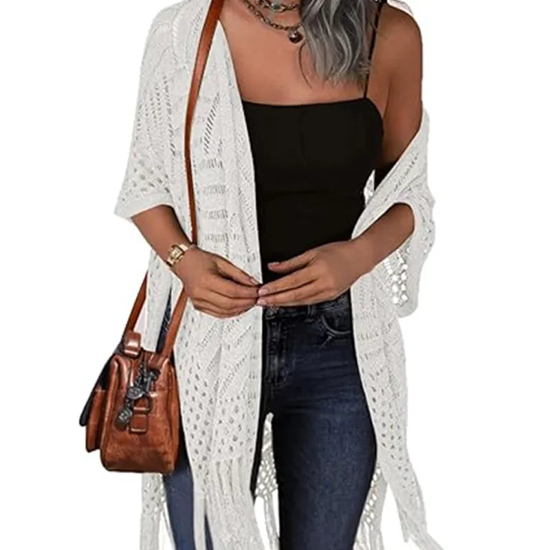 Women's knitted cardigan loose open coat