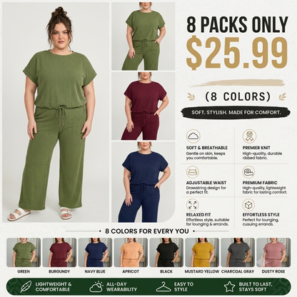 ⚡FINAL SALE⚡- Womens Sets Lightweight Knit Tops & Drawstring Long Pants