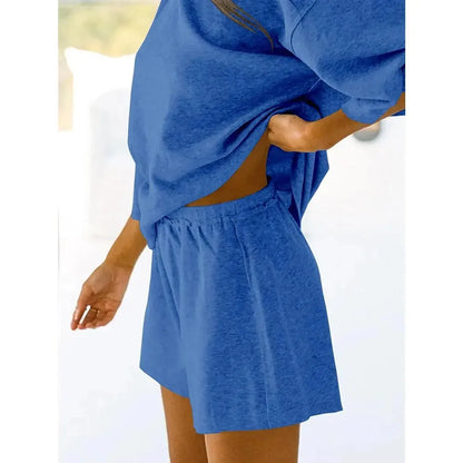 Pajama Sets 3/4 Sleeve Oversized Tops And Elastic Waist Shorts