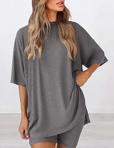 🔥Women's Casual Loose-fitting Two-Piece Set (Crew Neck/V-Neck) 🔥 10-Piece Set - Includes All Colors, Only $24