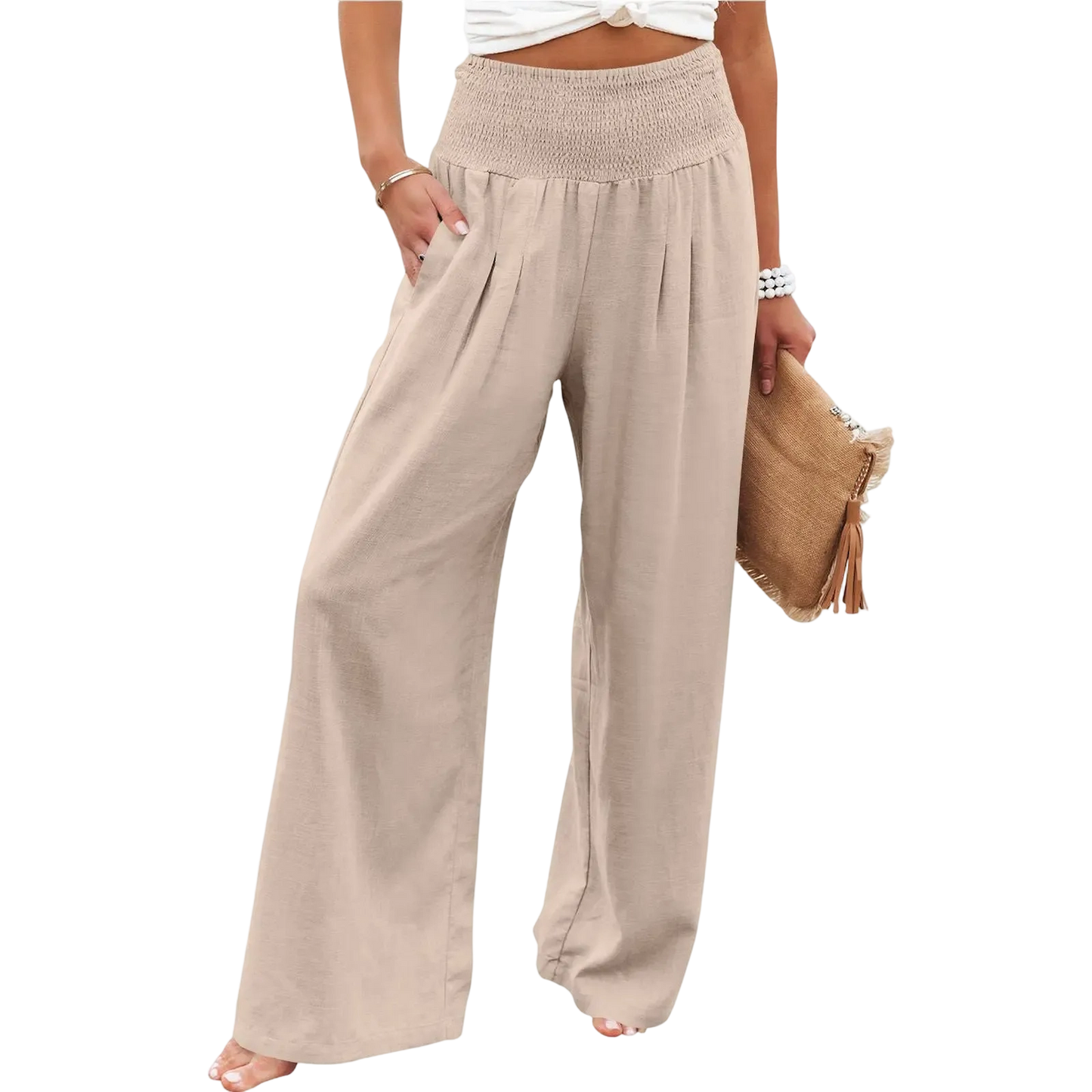 Women's linen wide-leg pants