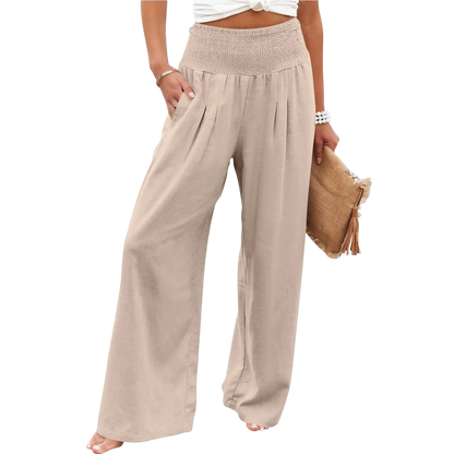 Women's linen wide-leg pants