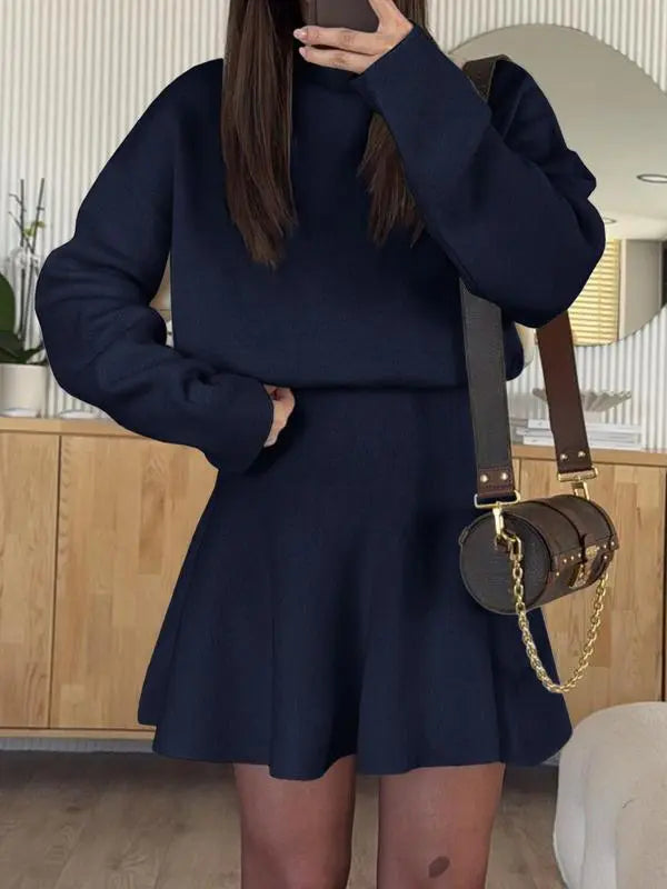 Women's Casual Half-High Neck Long Sleeve Knit Dress