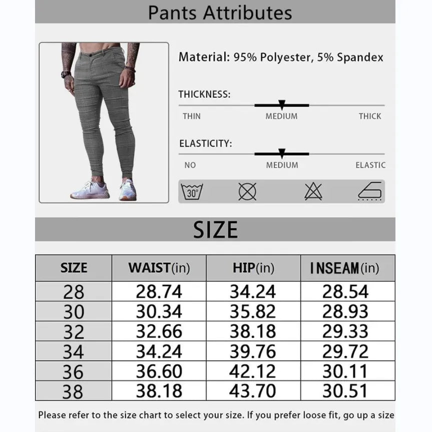 Men's Casual Slim Fit Pants Skinny Stretch Dress Slacks