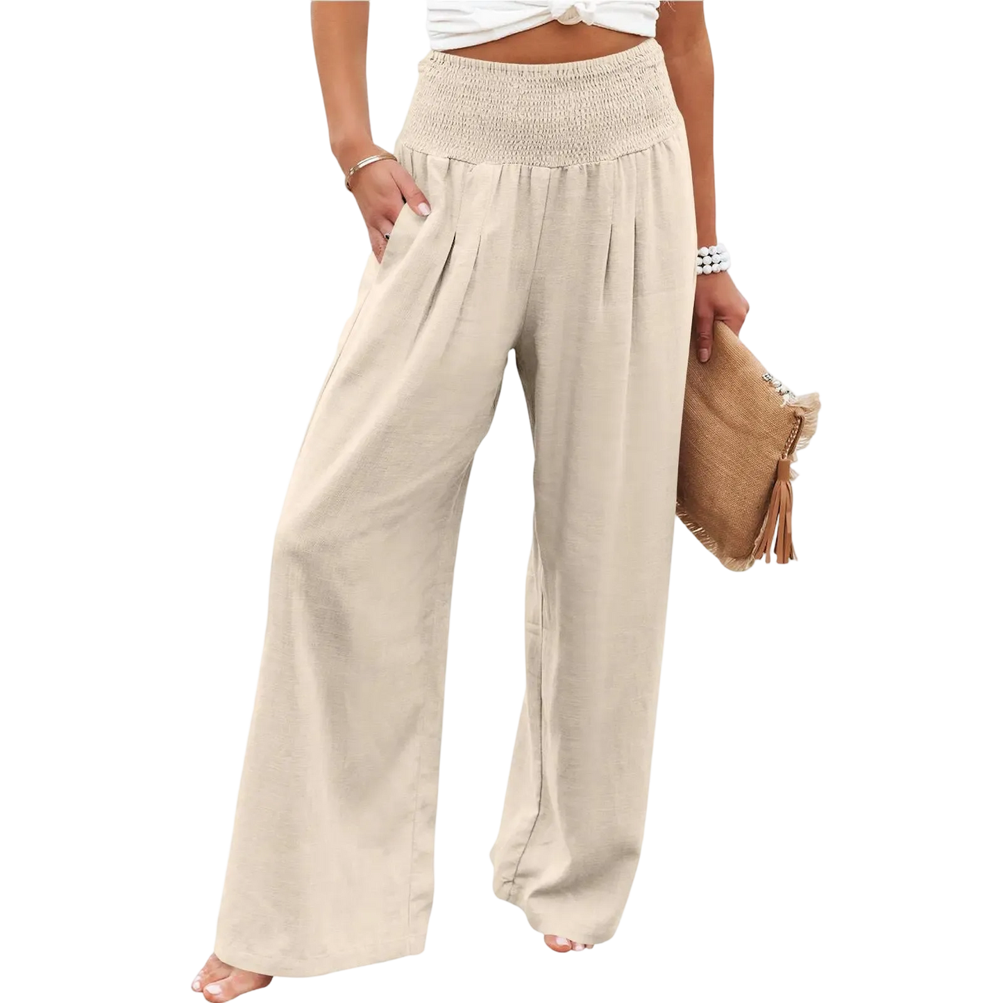 Women's linen wide-leg pants