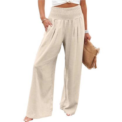 Women's linen wide-leg pants
