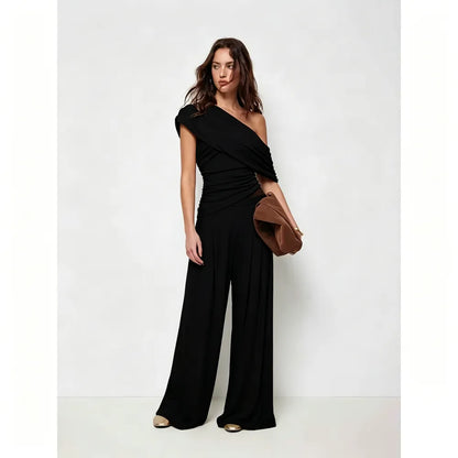 🎉Hot Sale🔥-Women'S One-Shoulder Wide-Leg Pants Suit
