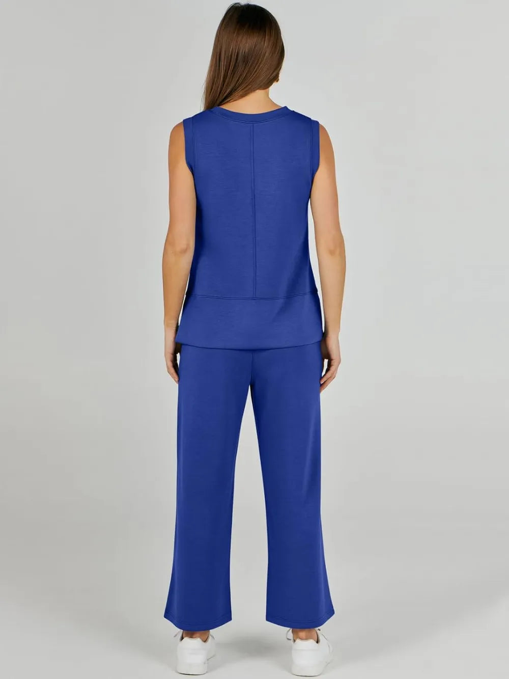 Women's 2 Piece Sets Summer Outfits Sleeveless Wide Leg Tracksuits Casual Sweat Sets Lounge Sweatsuits