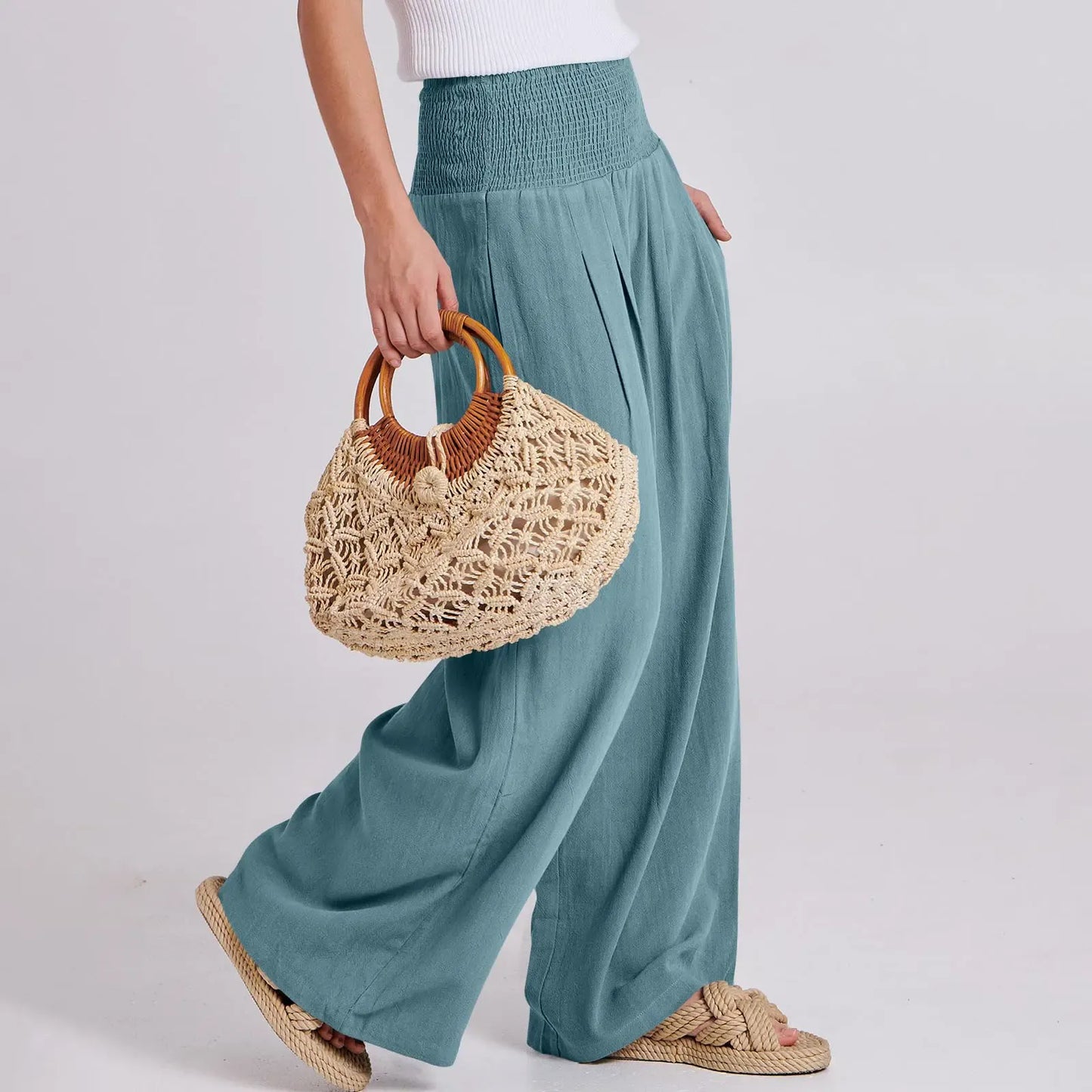 Women's linen wide-leg pants