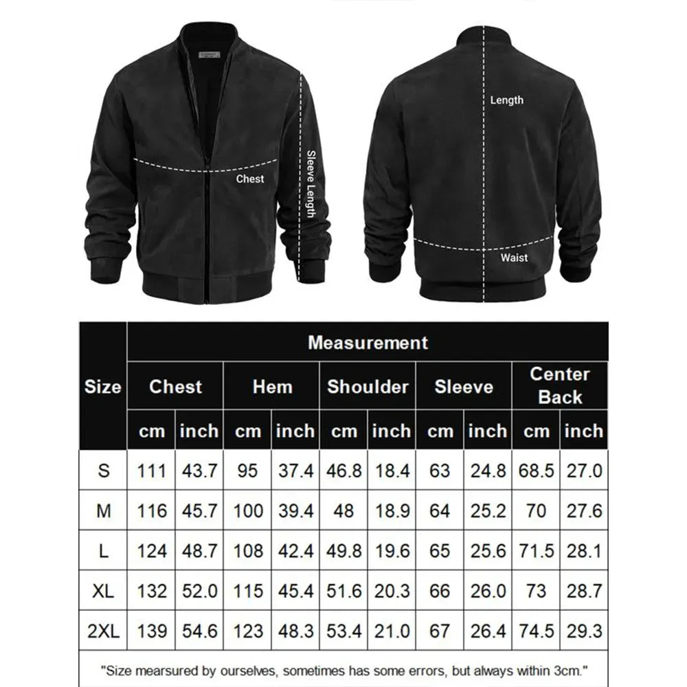 Men’s Classic Thin Casual Jacket: Stretchy Faux Suede (Lightweight, Retro, Soft)
