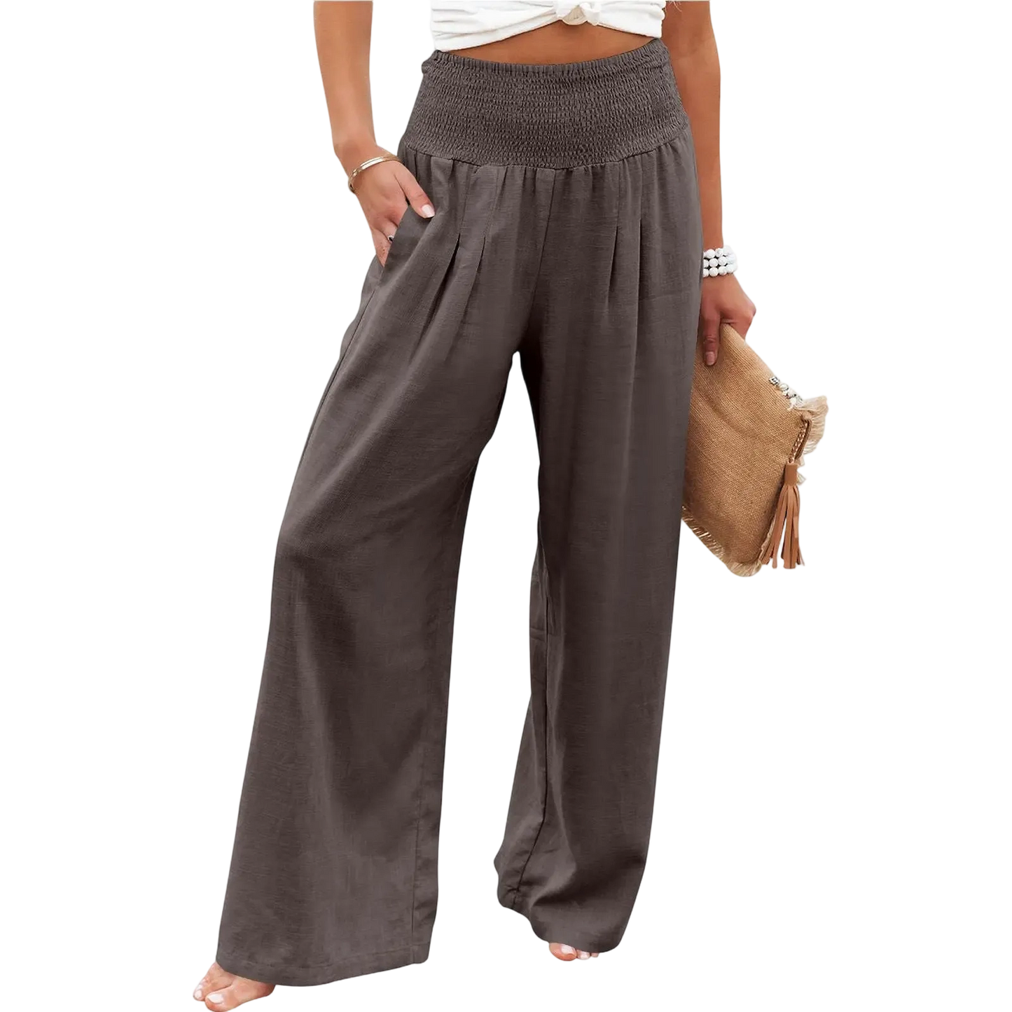Women's linen wide-leg pants