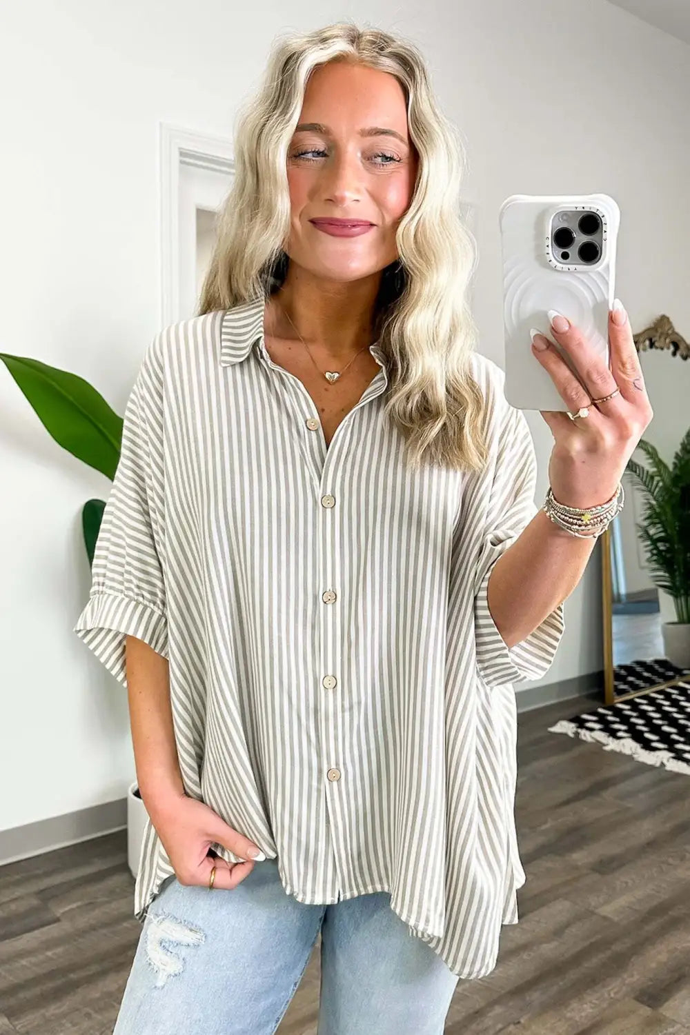 JoJo Striped Button Down Relaxed Top - BACK IN STOCK