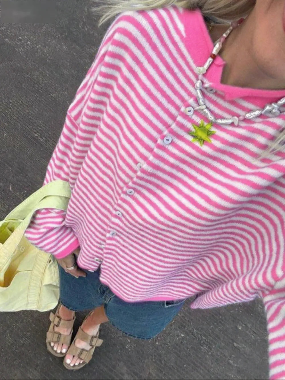 Women's Striped Sweater Cardigan