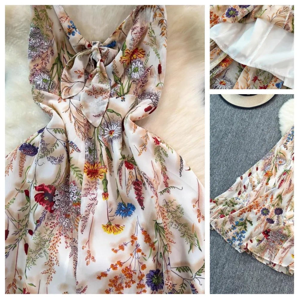 Women's Boho Floral Cami A-Line Summer Dress