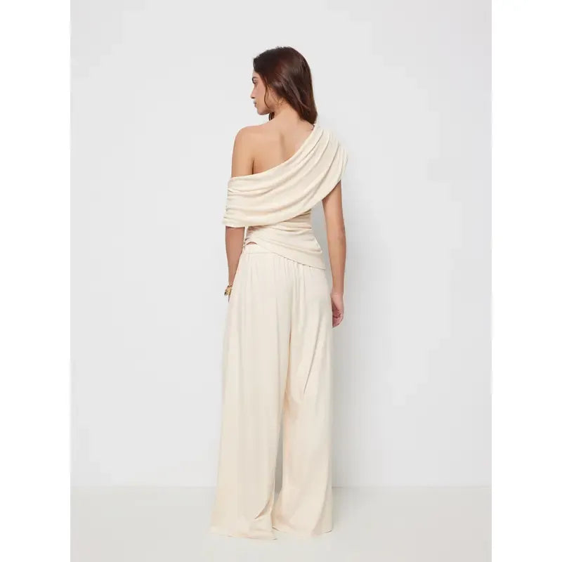 🎉Hot Sale🔥-Women'S One-Shoulder Wide-Leg Pants Suit