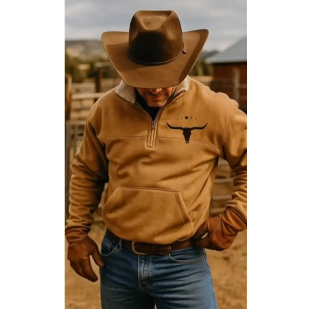 Retro western style, the sherpa lined sweatshirt is full of warmth!