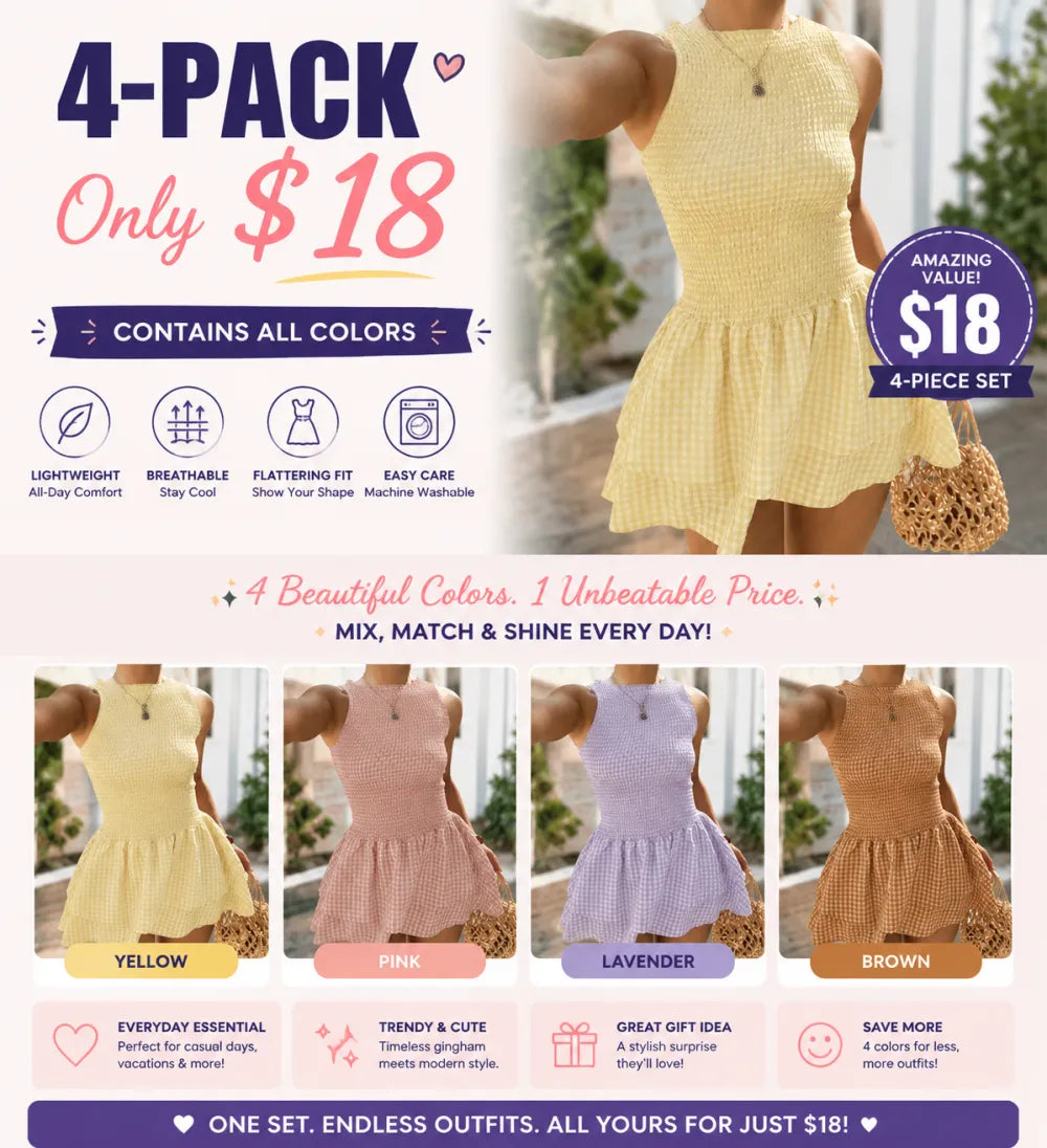 ⏰Hot Sale-Women'S Casual Fashion Sleeveless Short Dress🔥8-Pack - All Colors Included