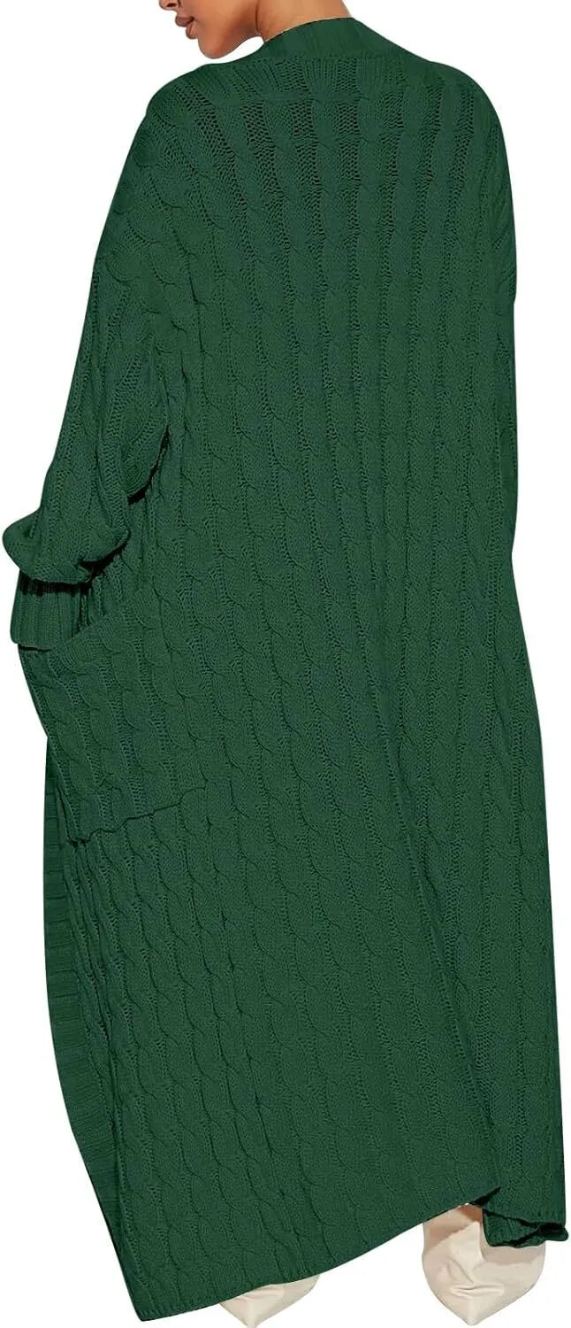 Women's Long Cardigan 2024 Oversized Coat Long Sleeve Open Cardigan Knitted Extra Long Coat Autumn Fashion Jacket Clothes