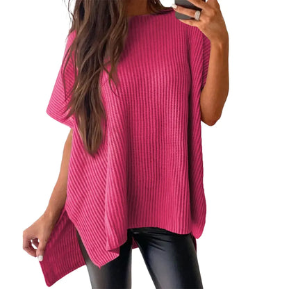 Women's loose-neckline short-sleeved sweater
