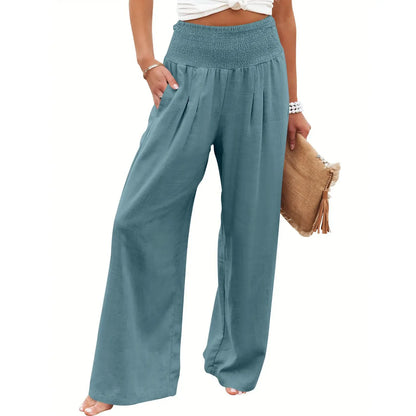 Women's linen wide-leg pants