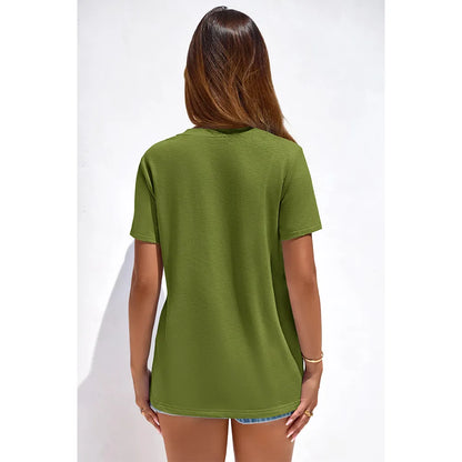Women's Casual V-Neck Oversized Short Sleeve Loose Basic Tees