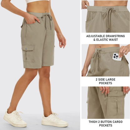 🔥90%off only today🔥[Available in 16 colors]Women's lightweight quick drying outdoor shorts with multifunctional pockets and elastic waistband, suitable for hiking and camping