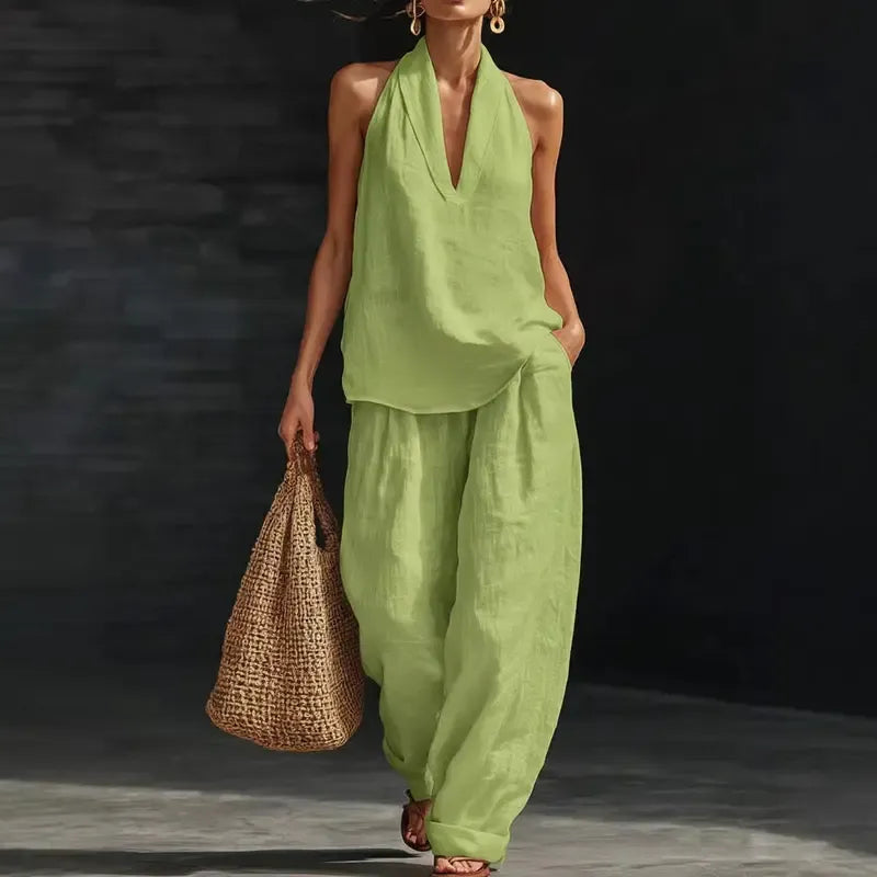 Boho Linen Two Piece Set - Perfect for Beach