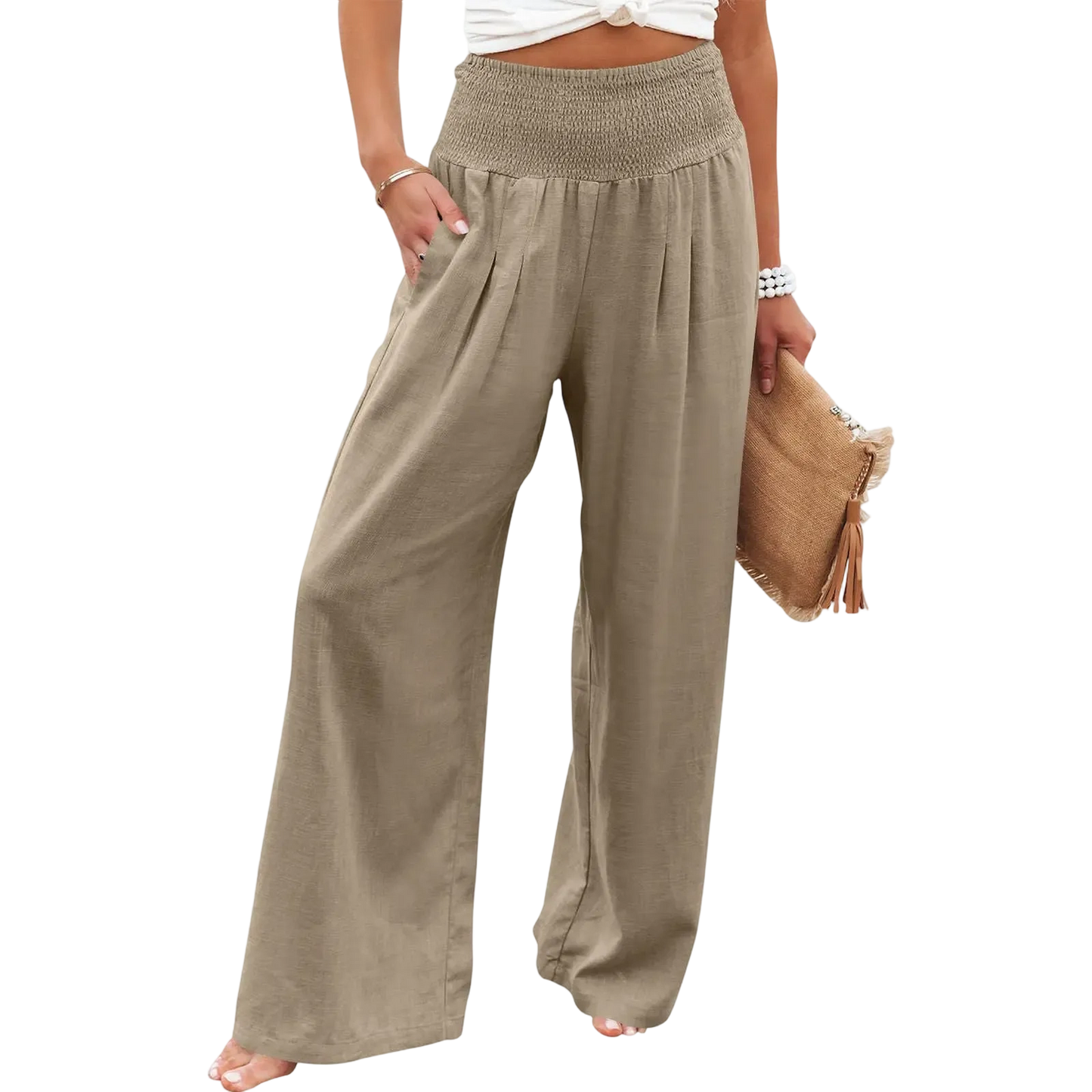 Women's linen wide-leg pants
