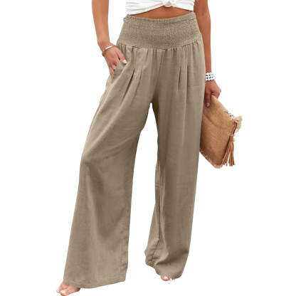 Women's linen wide-leg pants