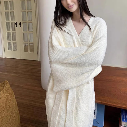 Women's double-sided plush bathrobe
