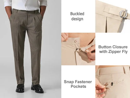 Men's Stretch Gurkha Pants Slim Fit Dress Pants