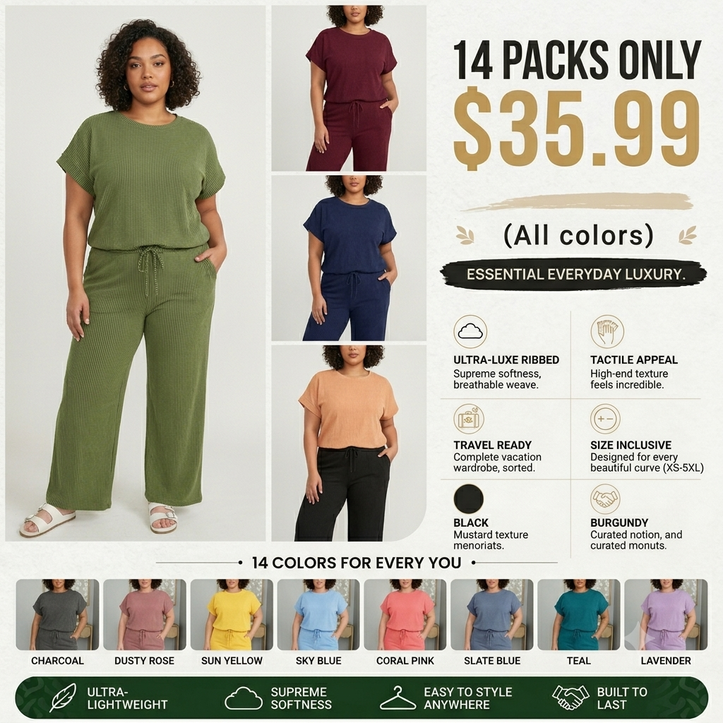 ⚡FINAL SALE⚡- Womens Sets Lightweight Knit Tops & Drawstring Long Pants