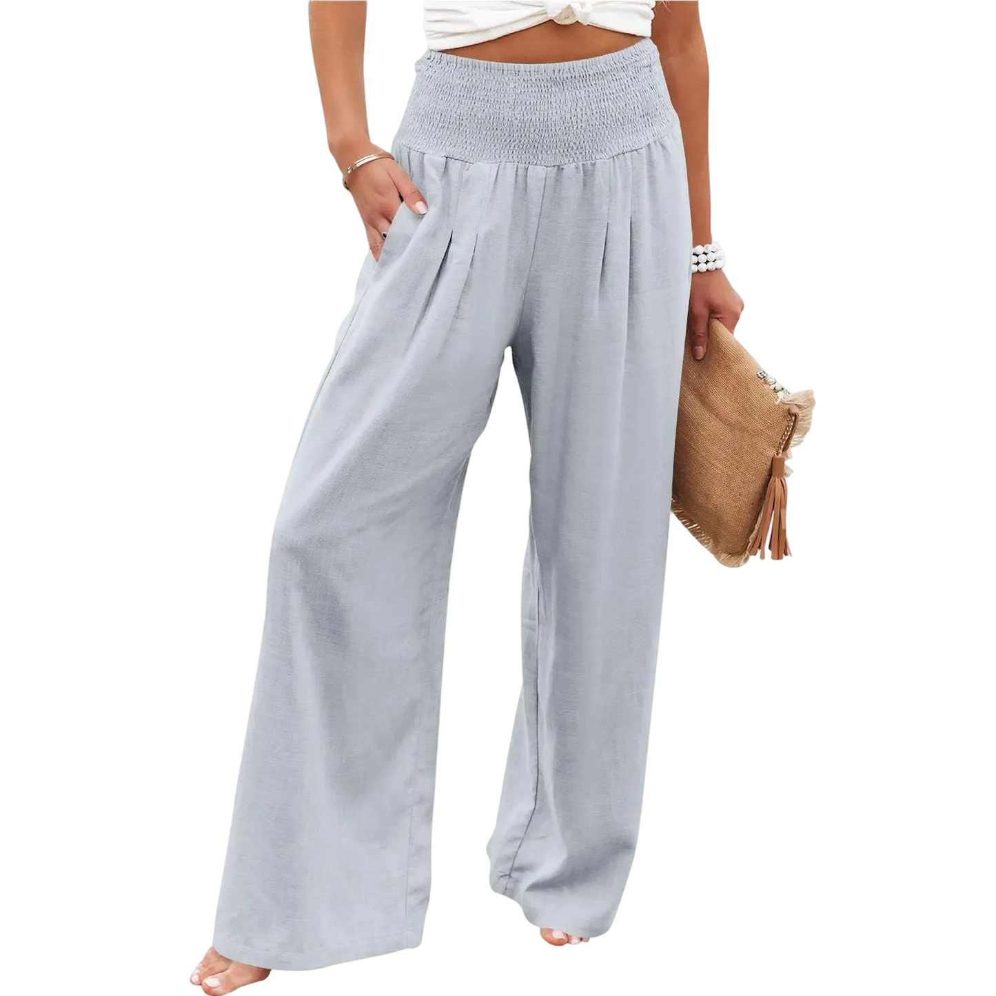 Women's linen wide-leg pants