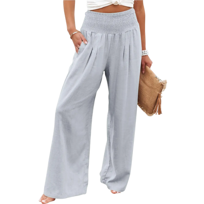 Women's linen wide-leg pants