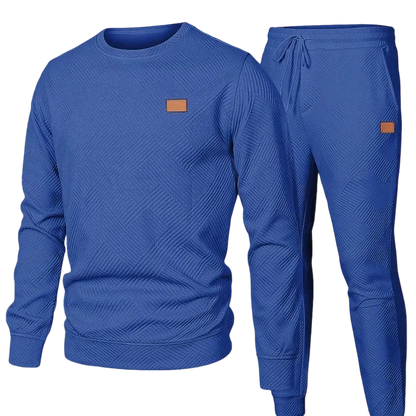 Men’s 2-Piece Sweatsuit – Jacquard Crewneck Sweatshirt & Joggers Set