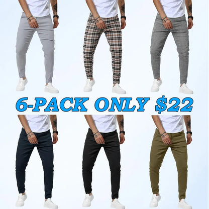 Men's Casual Slim Fit Pants Skinny Stretch Dress Slacks