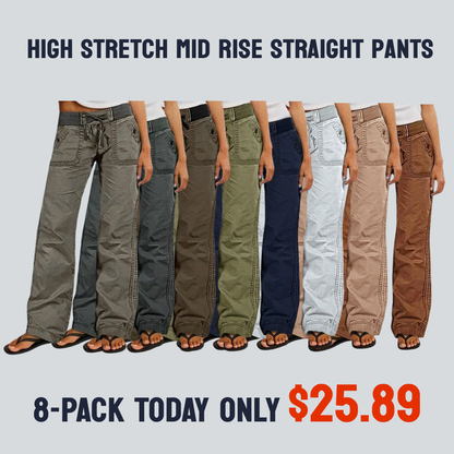 ⚡FINAL SALE⚡- 8 PACK  women-s-high-stretch-mid-rise-straight-pants