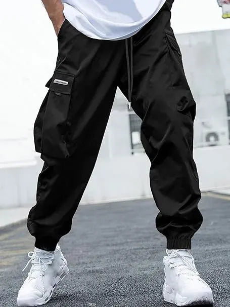 Men's Baggy Solid Color Drawstring Casual Cargo Pants