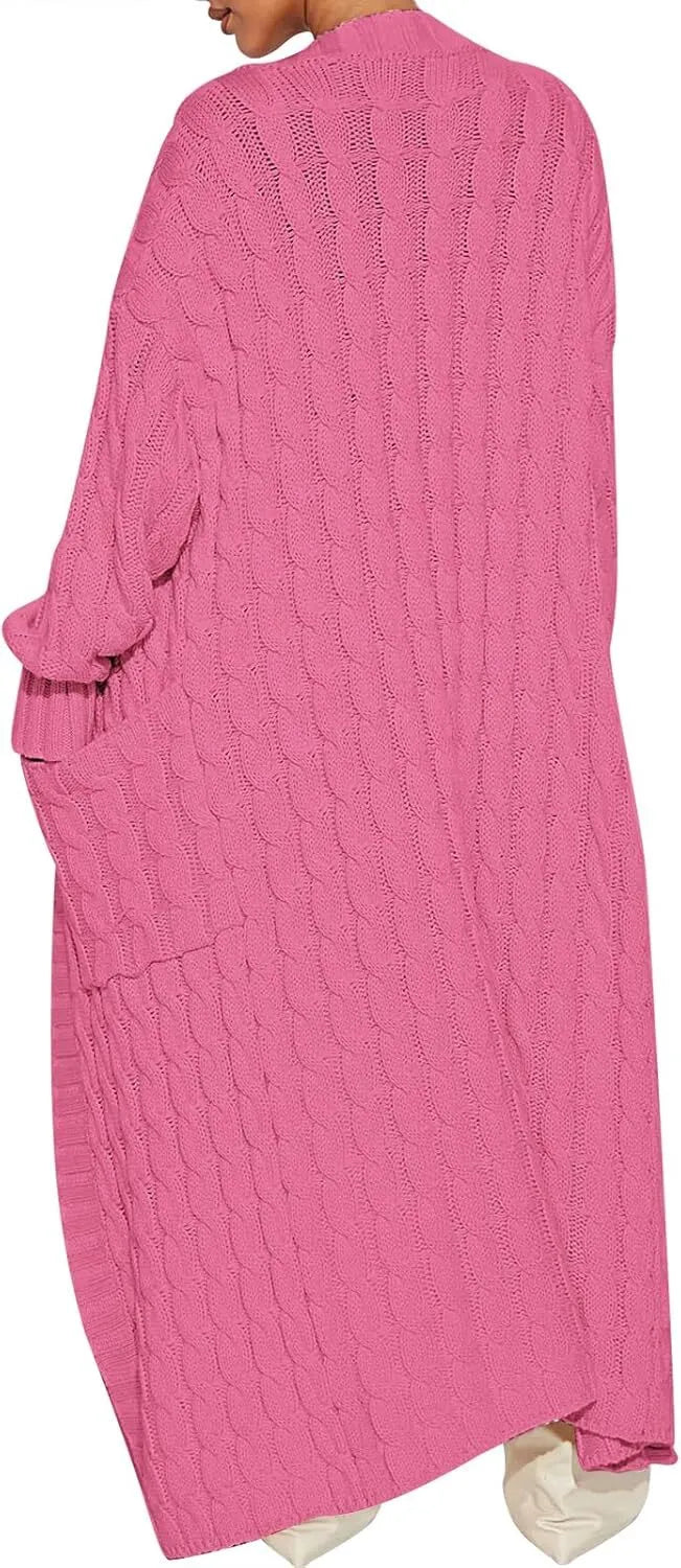 Women's Long Cardigan 2024 Oversized Coat Long Sleeve Open Cardigan Knitted Extra Long Coat Autumn Fashion Jacket Clothes