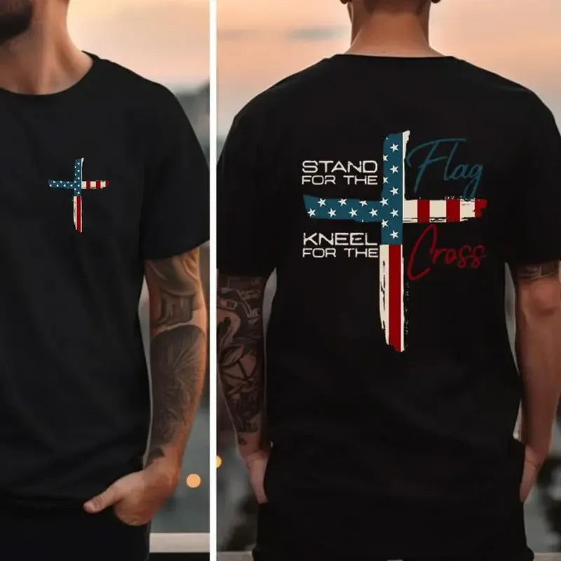 Stand For The Flag Graphic Tees for Cotton Fabric Casual Crew