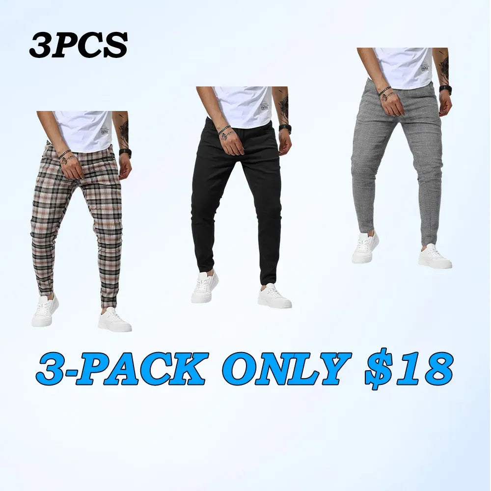 Men's Casual Slim Fit Pants Skinny Stretch Dress Slacks