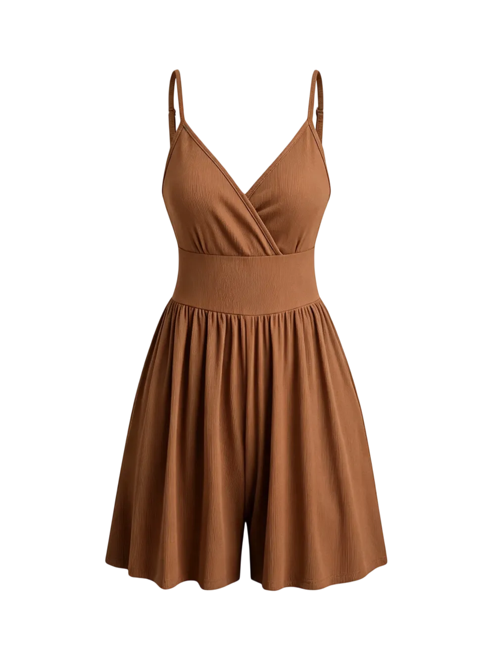 Women's Knitted Plain Backless Wrap Fitted Romper, Casual Chic Jumpsuit