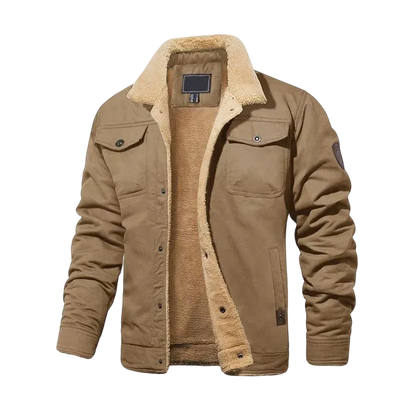 Men's Sherpa Lined Trucker Jacket – Warm, Casual Cotton Fleece