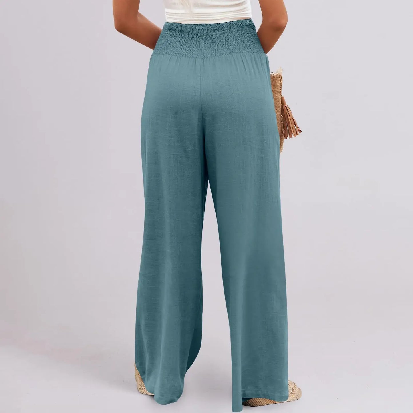 Women's linen wide-leg pants