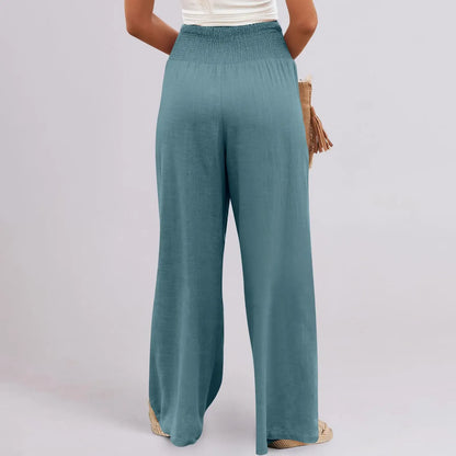 Women's linen wide-leg pants