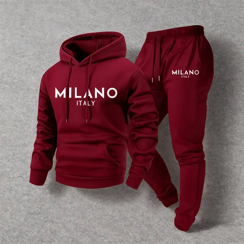 Men's Milano Printed Hoodie and Drawstring Sweatpants Set
